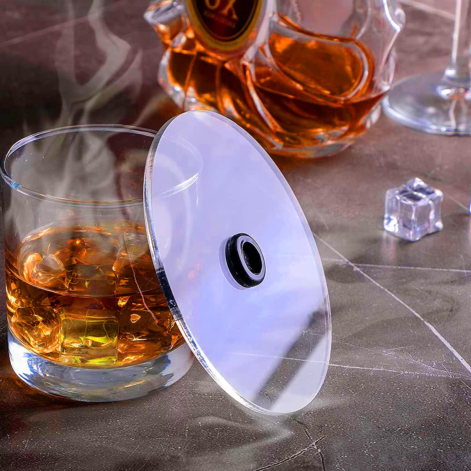 Smoke Infuser Lids 3 Pack of Cocktail Drinks Smoking Covers Portable Smoke Infuser Accessories for Wine Cups Goblet Glasses Tumblers Mugs Bowls Diameter Below 4.7