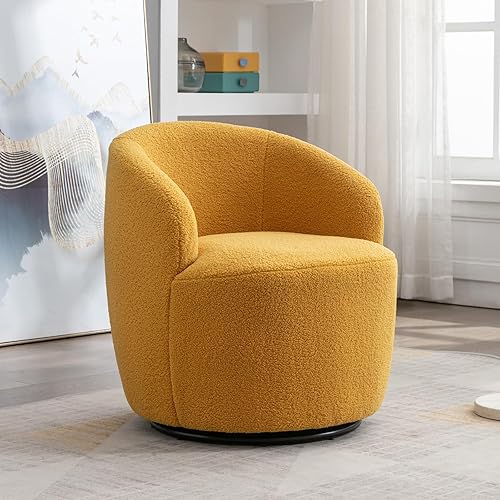 Miniatura 8 de KIVENJAJA Teddy Sherpa - Silla giratoria tapizada con brazo redondo moderno, giratorio de 360 grados, sillón individual pequeño para guardería, sala