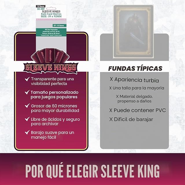 Foto 6 de 6 de Sleeve Kings SKS-8809 - Fundas estándar para cartas, 110 unidades, transparentes, 60 micras de grosor, tamaño…
