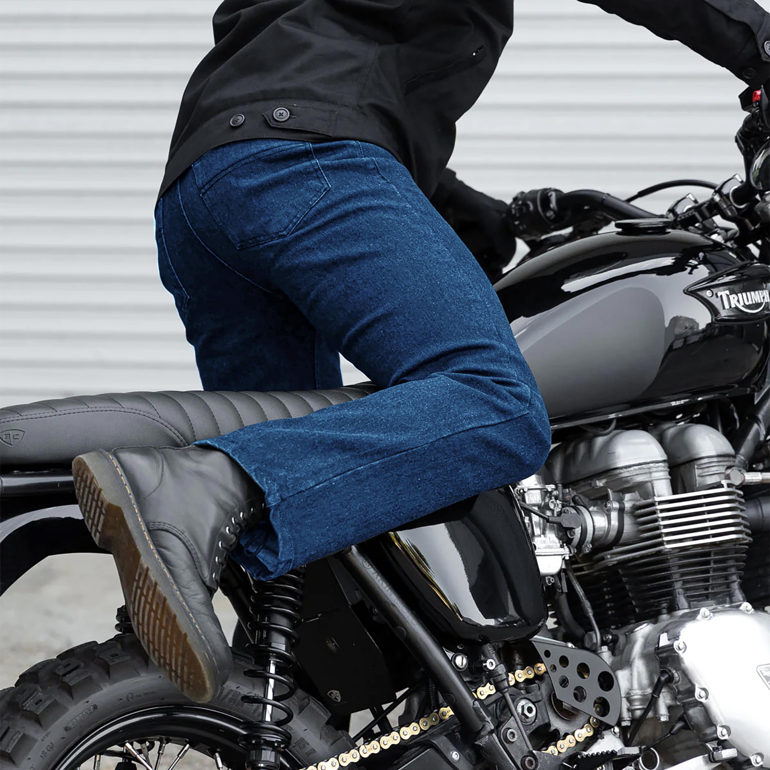 Bikers Gears UK Jean pour moto, Coupe classique avec Kevlar, fibres aramide, renforts amovibles, bleu, 48S UK / 58S EU