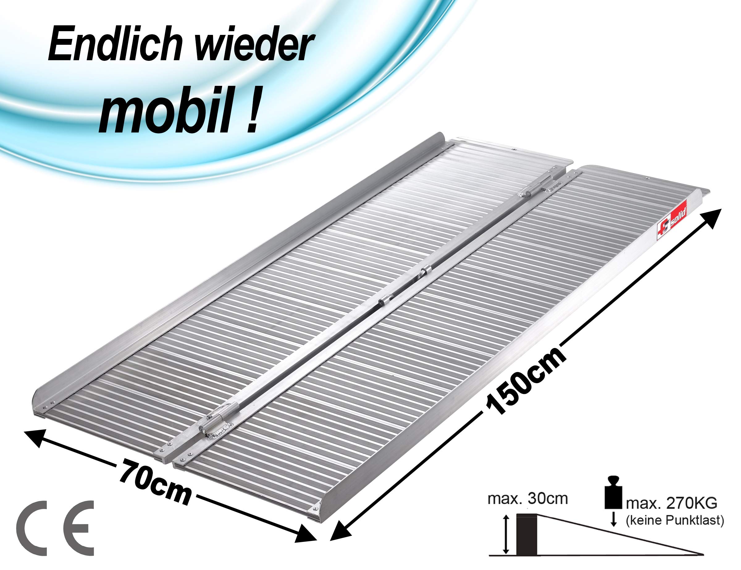 Mobilna Rampa dla Wózków Inwalidzkich - Aluminiowa, Składana, 60/90/120/150 cm x 70 cm, do Chodzików, Najazdowa na Schody