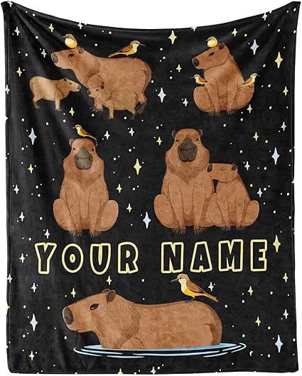 Custom Throw Blanket for Girls Boys - 40x50 Inches Crib Size - Soft Fluffy Cozy Blankets Gift - Black Cute Blanket Throws for Travel, Office