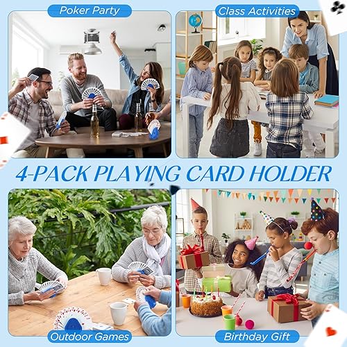 Miniatura 6 de Bandeja de póquer con forma de triángulo, 4 piezas, bandeja de cartas manos libres, para niños y adultos, juego de actividades de cartas familiares