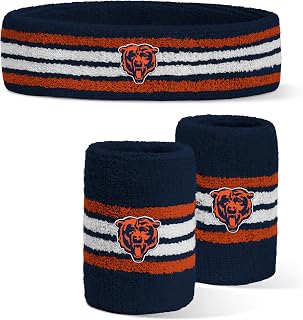 For Bare Feet NFL Officially Licensed Team Logo Headband & Wristband Combo Pack Team Color OSFM