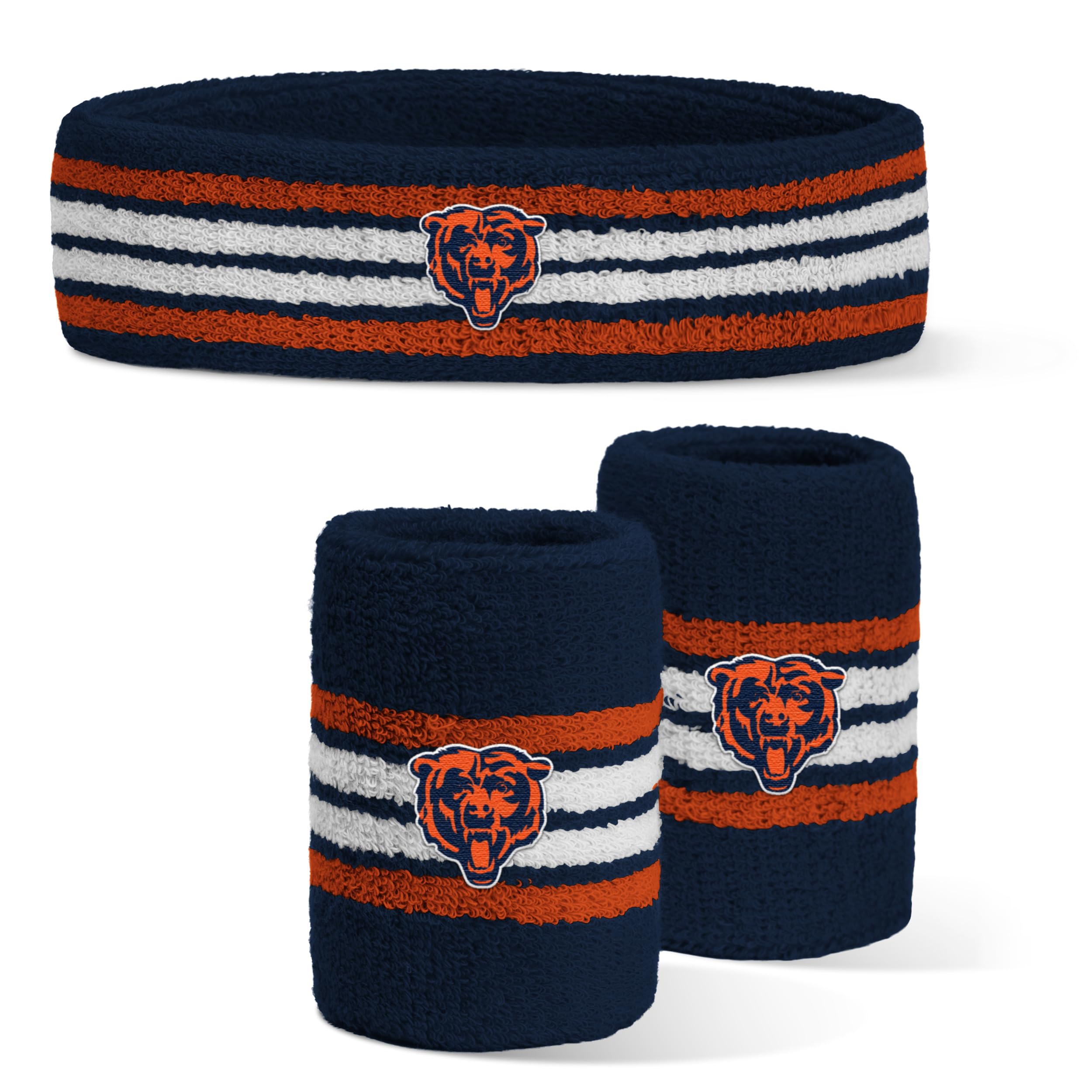 For Bare Feet NFL Chicago Bears Officially Licensed Team Logo Headband & Wristband Combo Pack Team Color OSFM-image-46