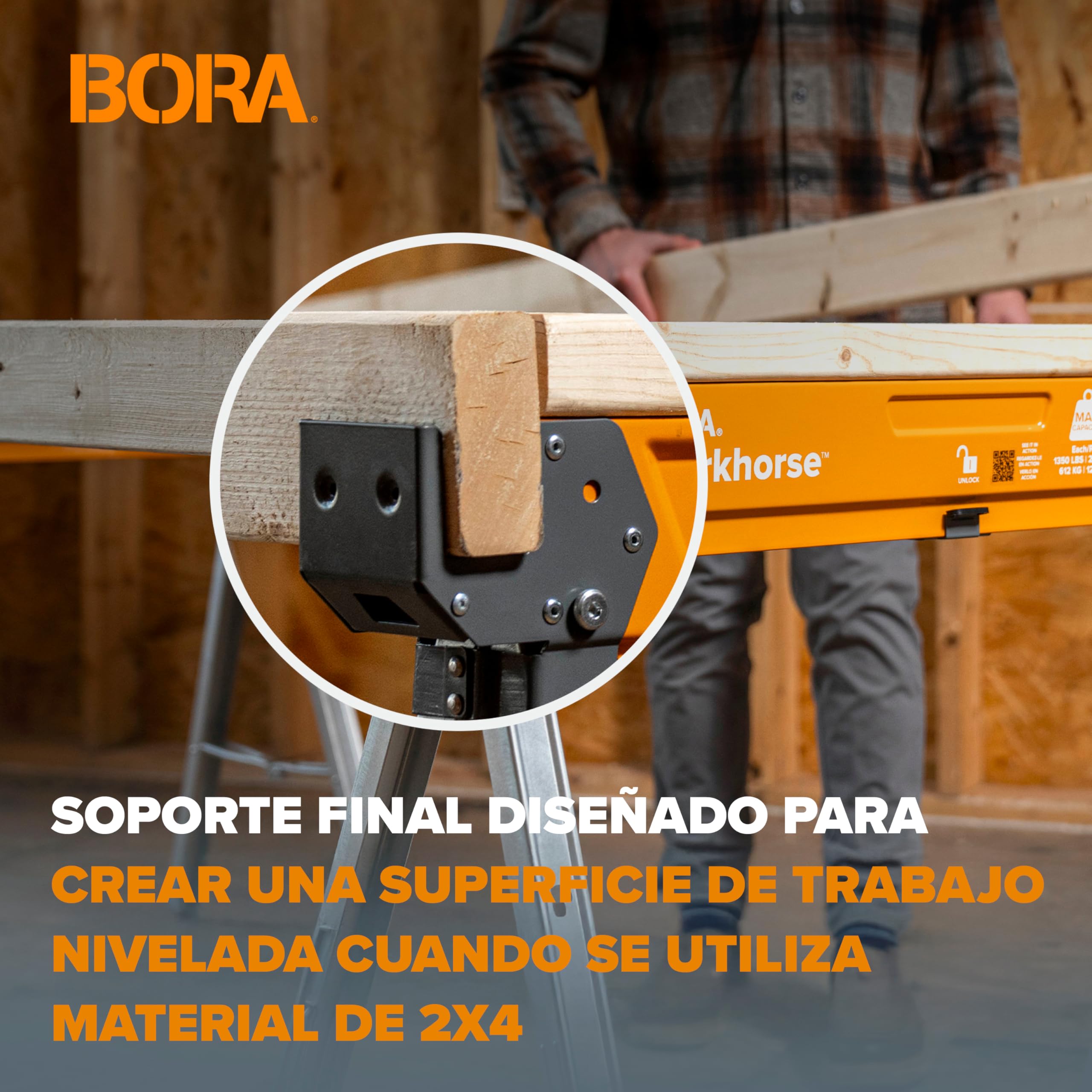 BORA Workhorse PM-3350T – Coppia Cavalletti da Lavoro Pieghevoli in Acciaio, 612 kg per Cavalletto, Uso Professionale