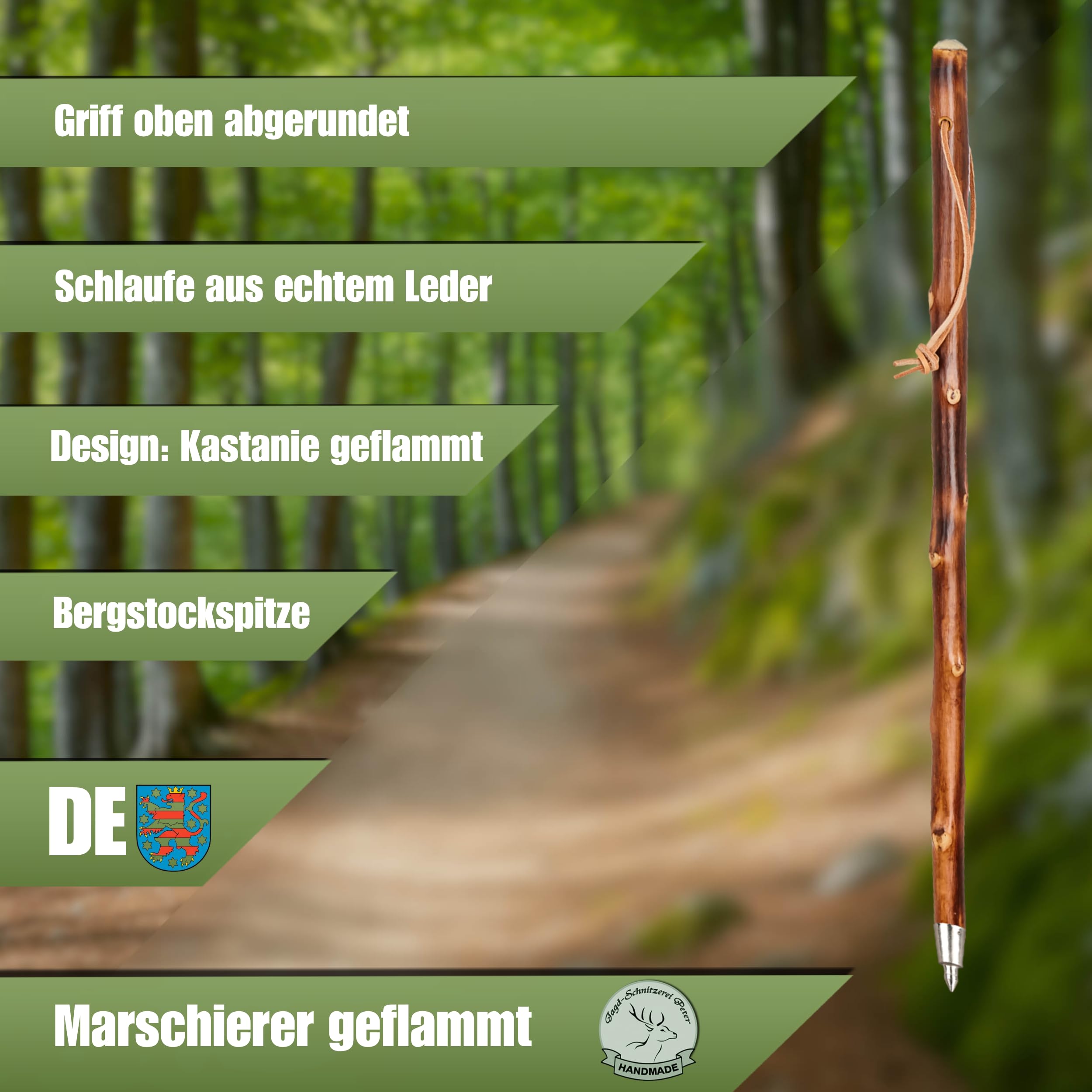 Wanderstock Marschierer mit Sympolen Sternzeichen „GRAVUR BIS ZU 15 ZEICHEN IM PREIS ENTHALTEN“ 98-180 cm