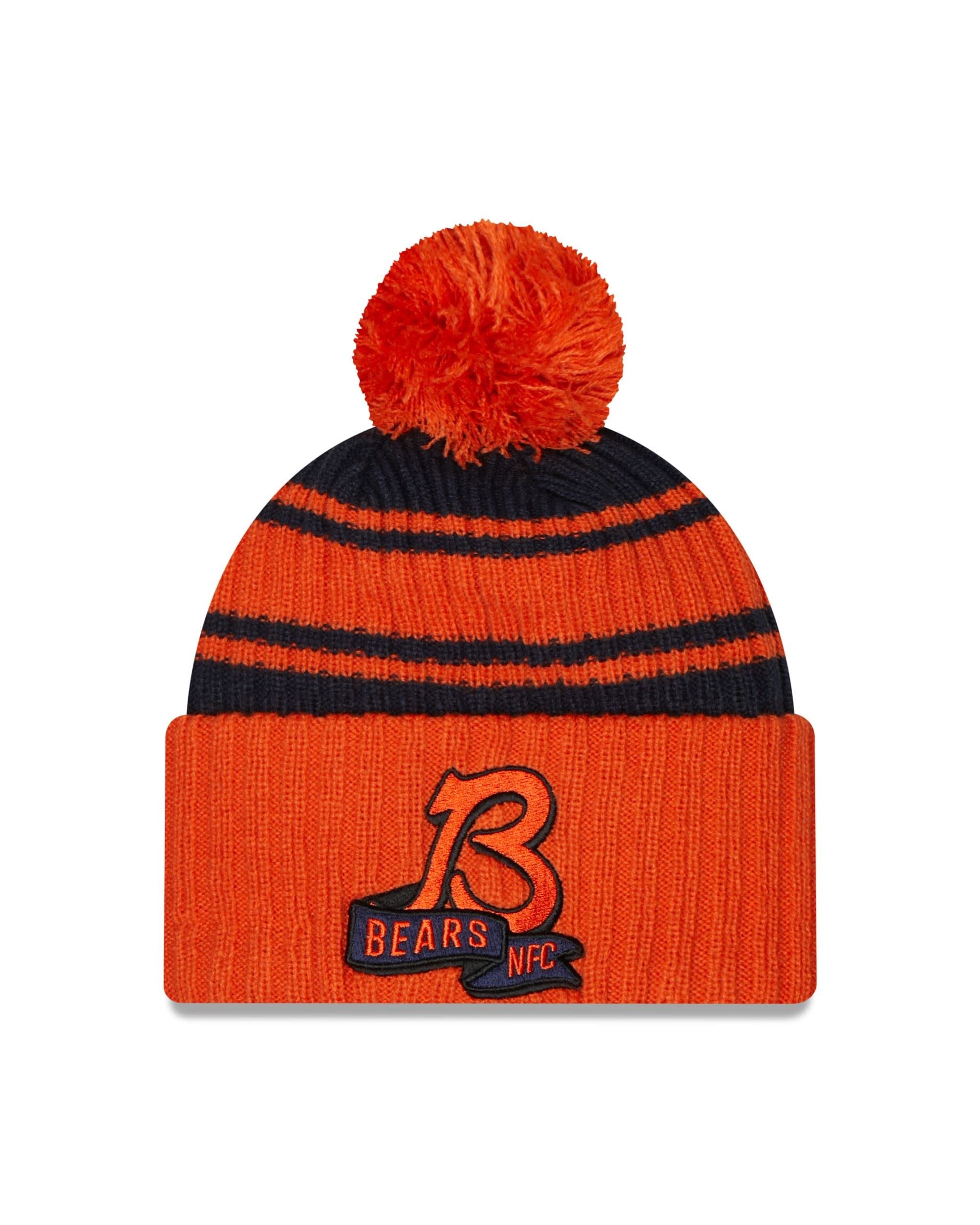 New Era Men's Orange Chicago Bears 2 Nfl 2022 Sideline Sport Knit Blue Beanie - One-Size