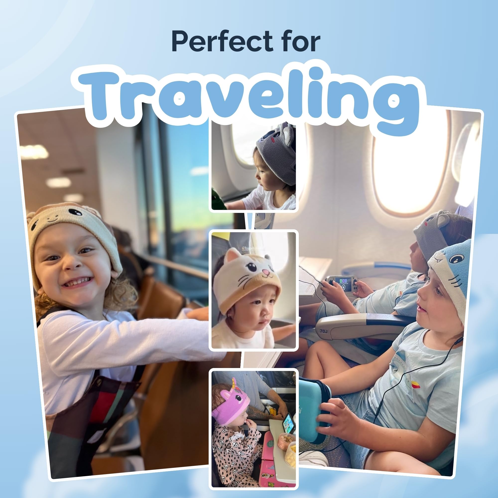 3.0 - Cuffie originali per bambini, fascia wireless Bluetooth, comode cuffie per aereo, limite di volume sicuro, regolabili, per viaggi, scuola e sonno (Sparkle)