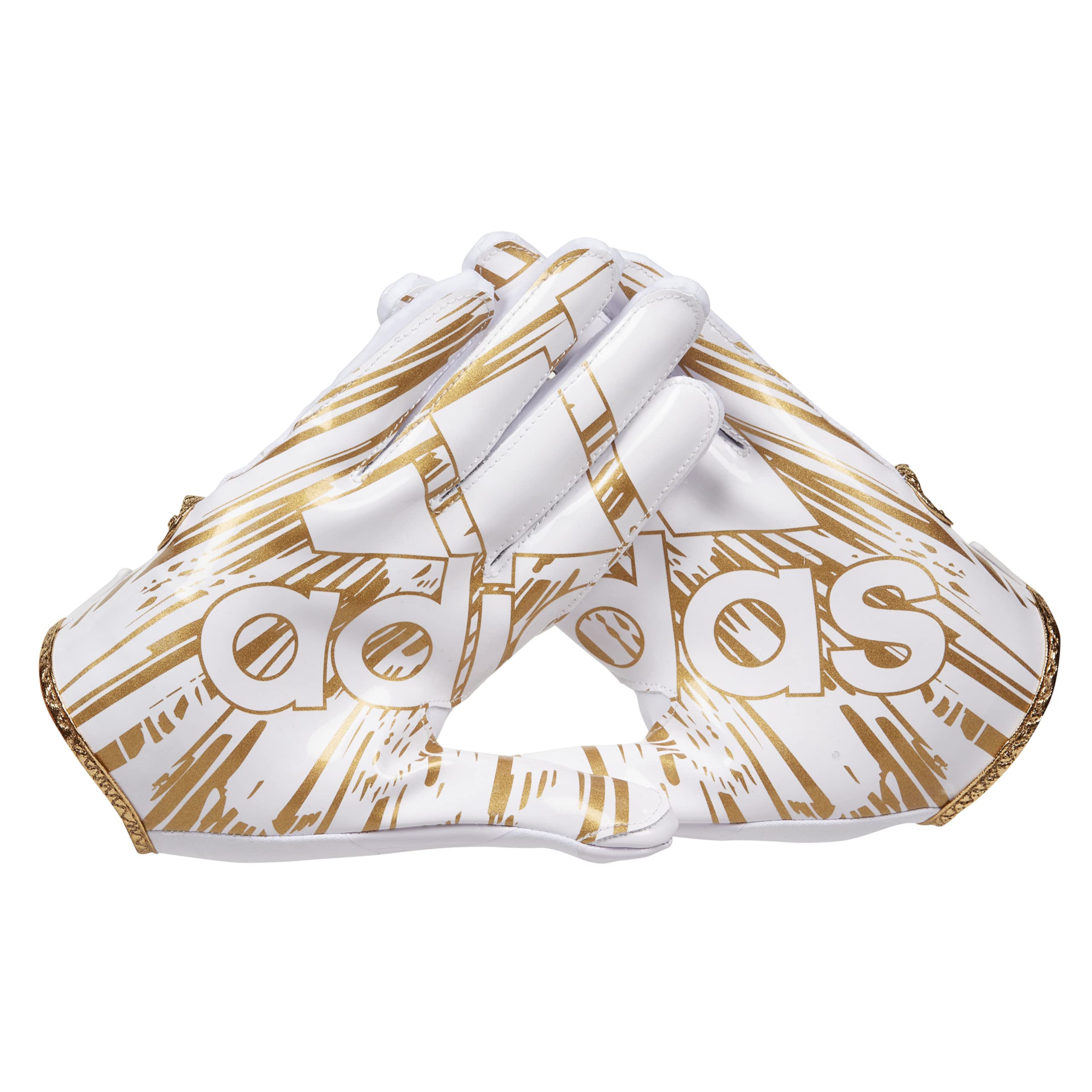 adidas Adizero 12 Football Receiver Gloves, White/Metallic Gold, Medium
