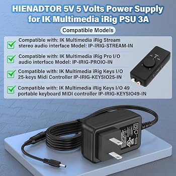 Amazon.com: HIENADTOR 5V 3A Charger Power Cord for IK Multimedia