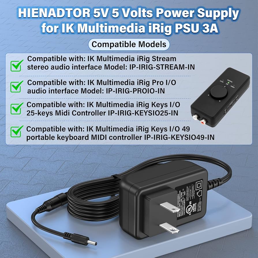 Amazon.com: HIENADTOR 5V 3A Charger Power Cord for IK Multimedia
