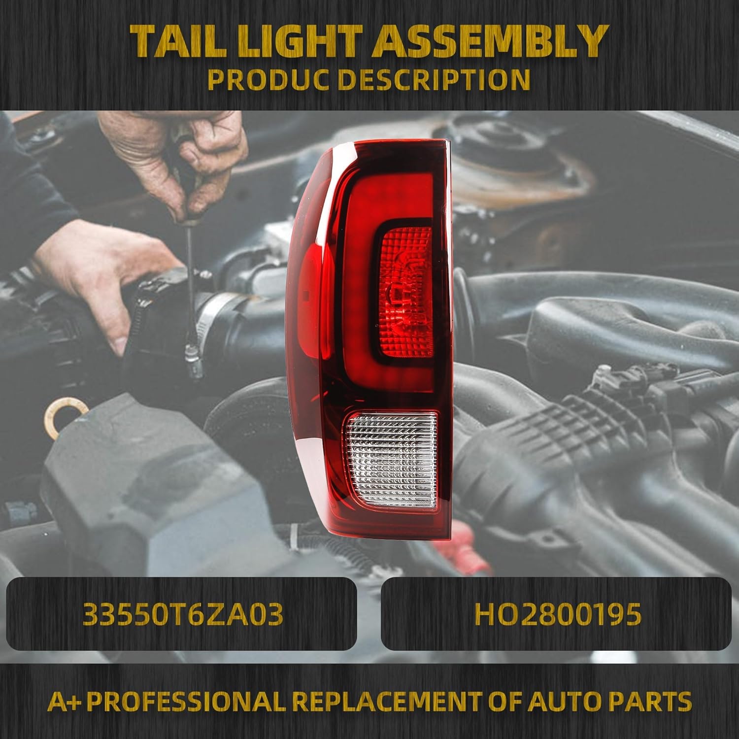 Dasbecan Tail Light Assembly LED Compatible with 2017-2023 Honda Ridgeline Rear Lamp Left Driver Side 33550T6ZA03