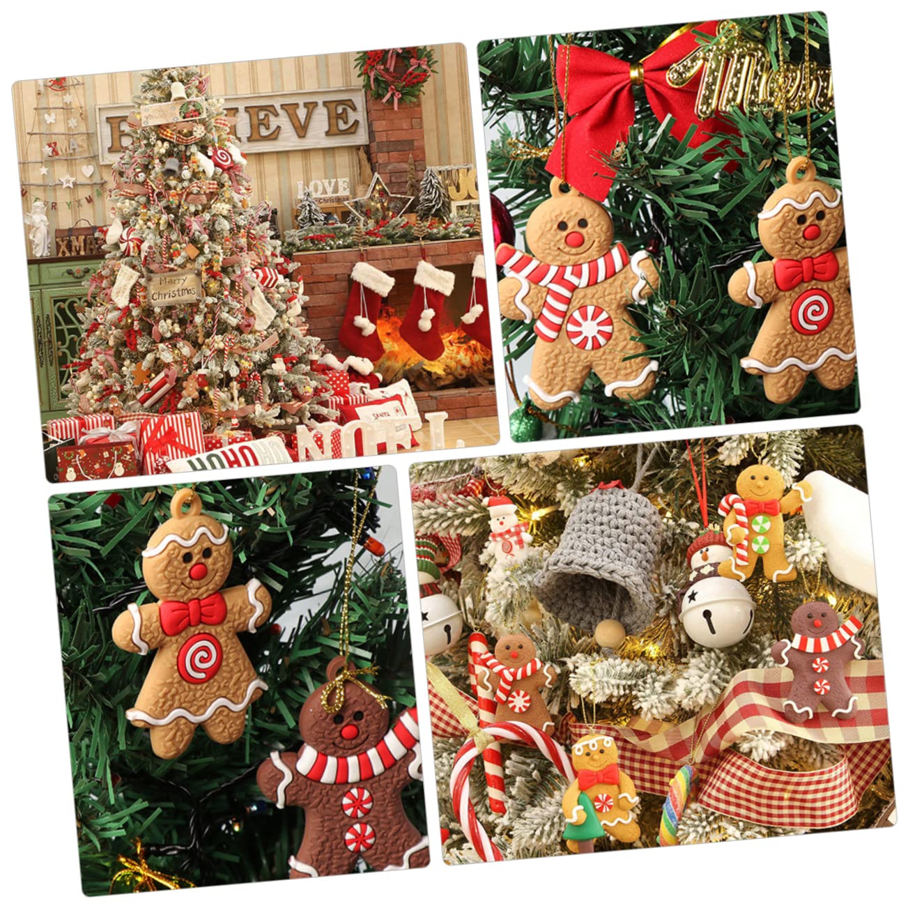 Cabilock 24 Piezas Adornos Colgantes para Árbol de Navidad PVC con Diseño de Hombre de Jengibre para Decoración Festiva