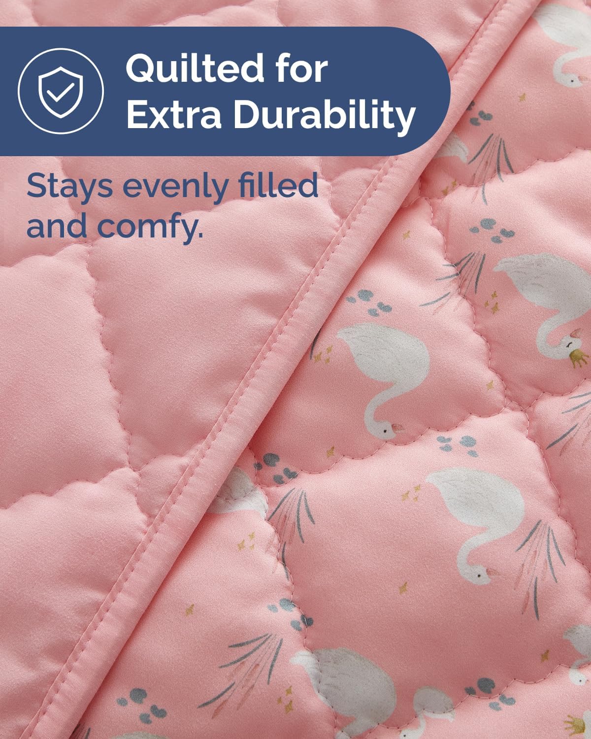 Swan Toddler Comforter - Down Alternative Toddler Microfiber Comforter - Lightweight & Warm Baby Quilt Blanket - Soft & Breathable - Kids Duvet Insert for Crib & Stroller - Machine Washable - 39x47