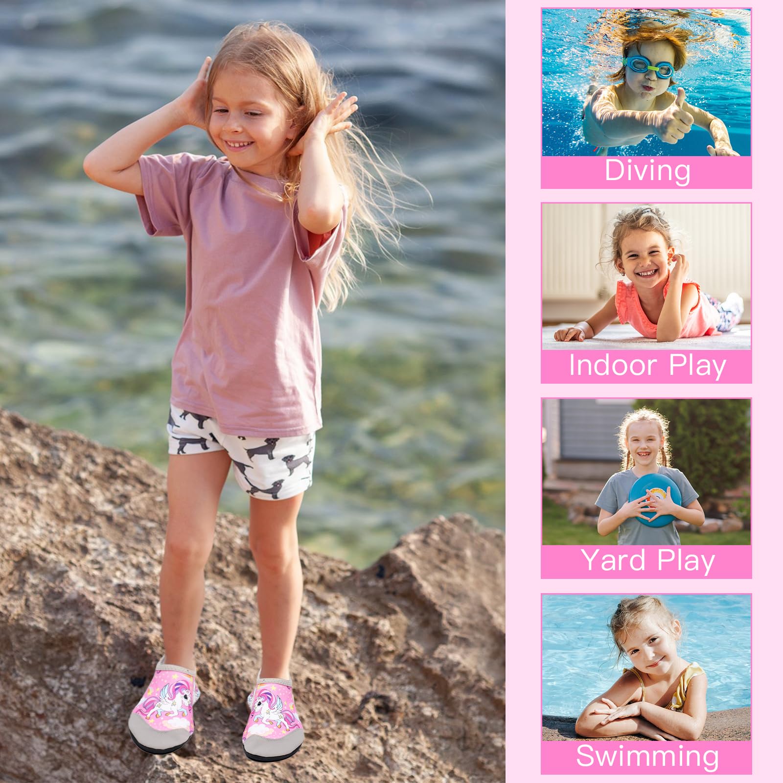 Scarpe da Acqua Bambini Ragazze Ragazzi Antiscivolo Rapida Asciugatura Scarpe da Acqua Scarpe da Spiaggia