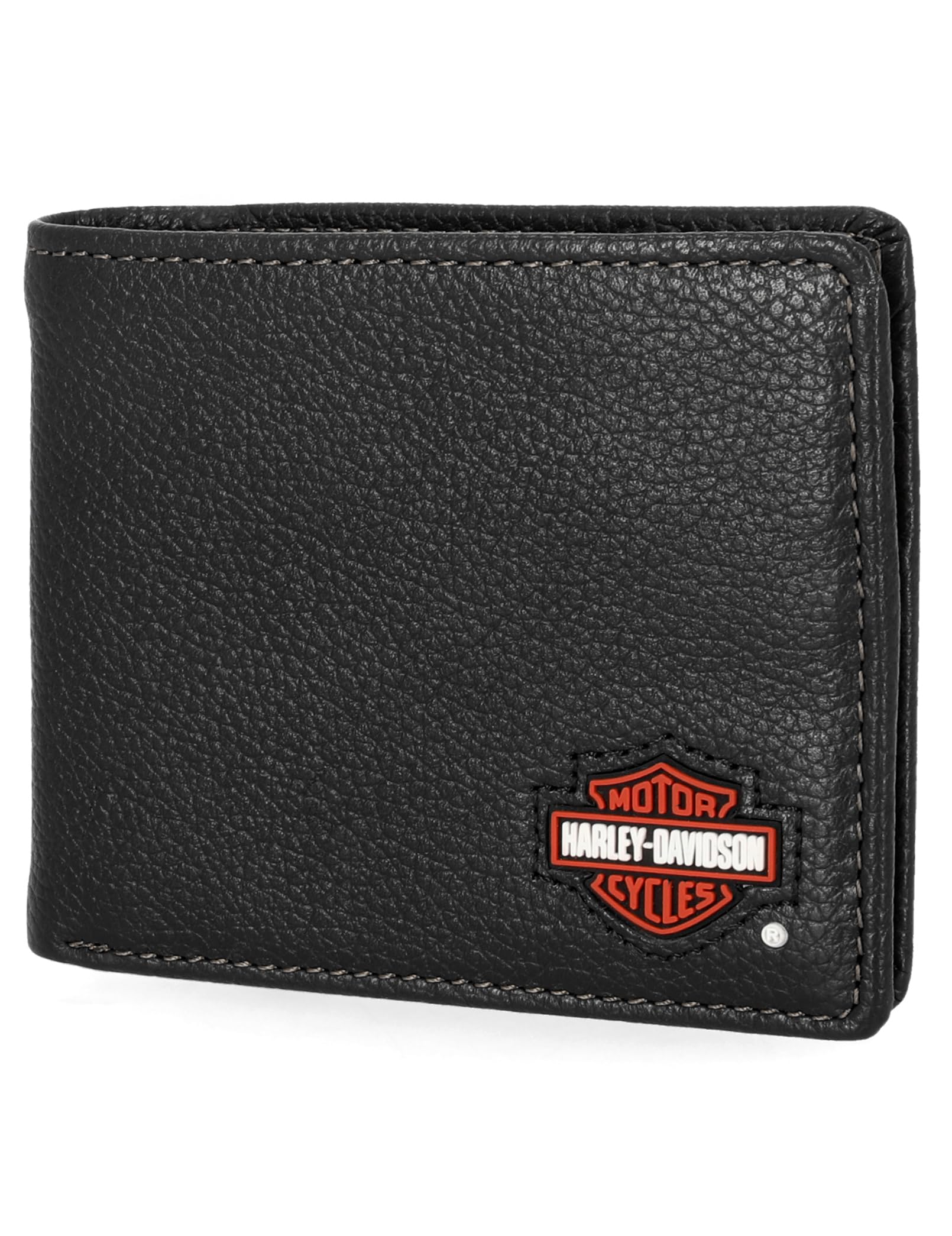 Harley-Davidson Cartera de Cuero con Bloqueo RFID para Hombre, Triple Plegable