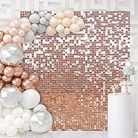 Vista 57 de 36 Panels Giltter Wall Backdrop Pink Shimmer Wall Backdrop for Party Wedding Birthday Engagement Bachelorette Parties Anniversary Decoration