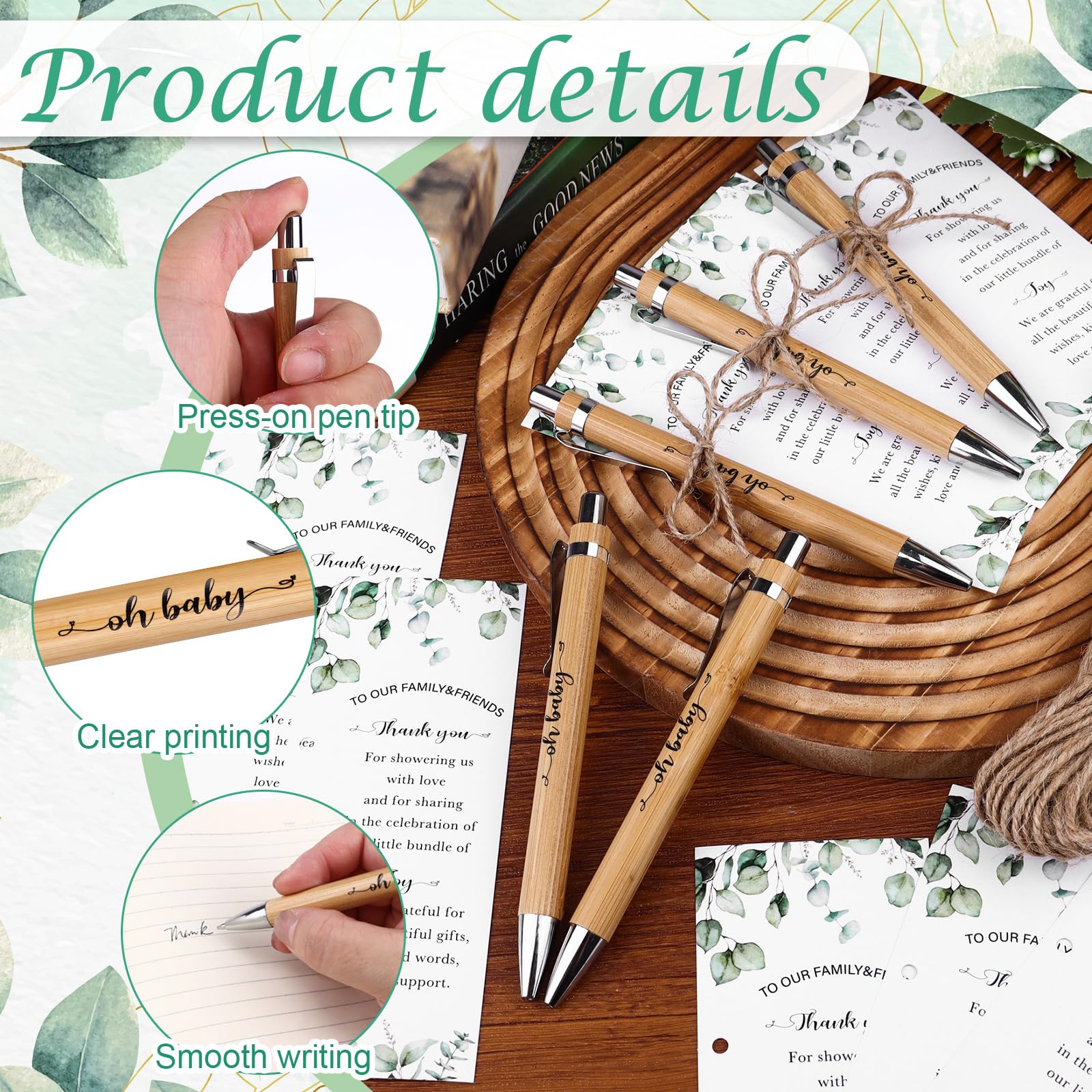 Kklolai 36 Sets Baby Shower Favors Gifts for Guest Baby Shower Retractable Ballpoint Pens with Thank You Bookmarks Gender Reveal Party Favor for Babies Shower Party Souvenirs Prizes (Exquisite) - Image 3