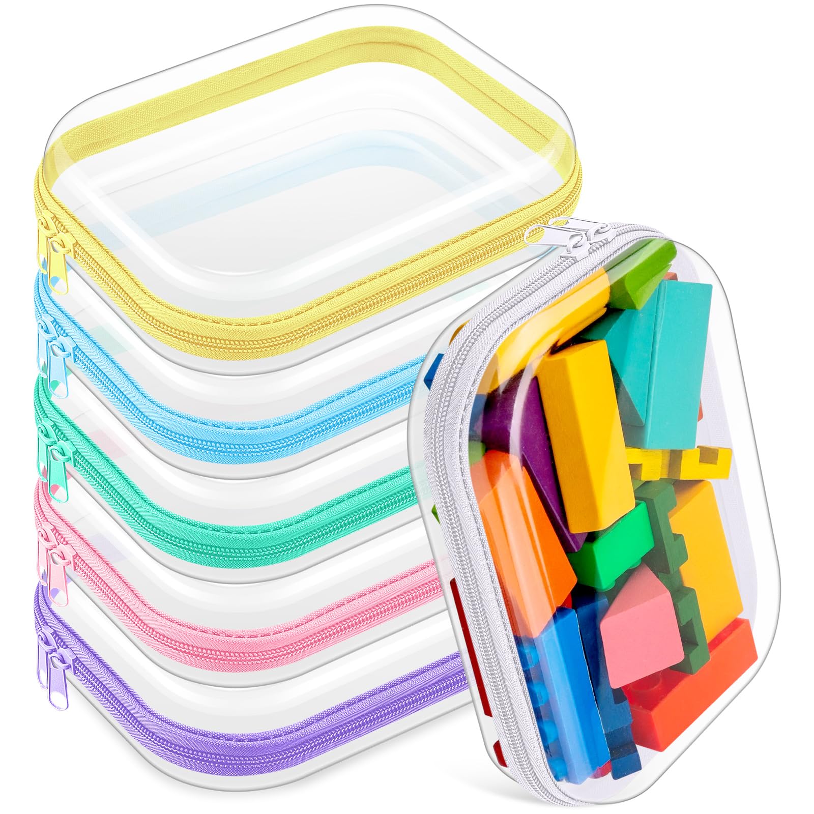 Photo 1 of ****MISSING 3 PCS****
Sanwuta 6 Pcs Clear Hard Zipper Case Plastic Zipper Pouches Transparent Makeup Bag Pencil Case Pouches Toiletry Diaper Bag for Travel Toy Storage Organizer Bins(Assorted Color,7.87 x 5.9 x 2 Inch)