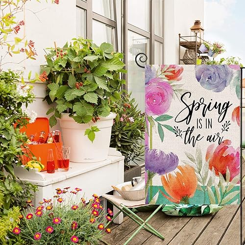 Miniatura 3 de Bandera de jardín de primavera para exteriores de 12 x 18 pulgadas, doble cara, primavera está en el aire, decoración de temporada para aniversario