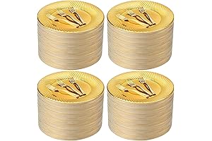 Tioncy 200 Pcs Gold Dessert Plates with Mini Forks Set: A Refined Tabletop Experience