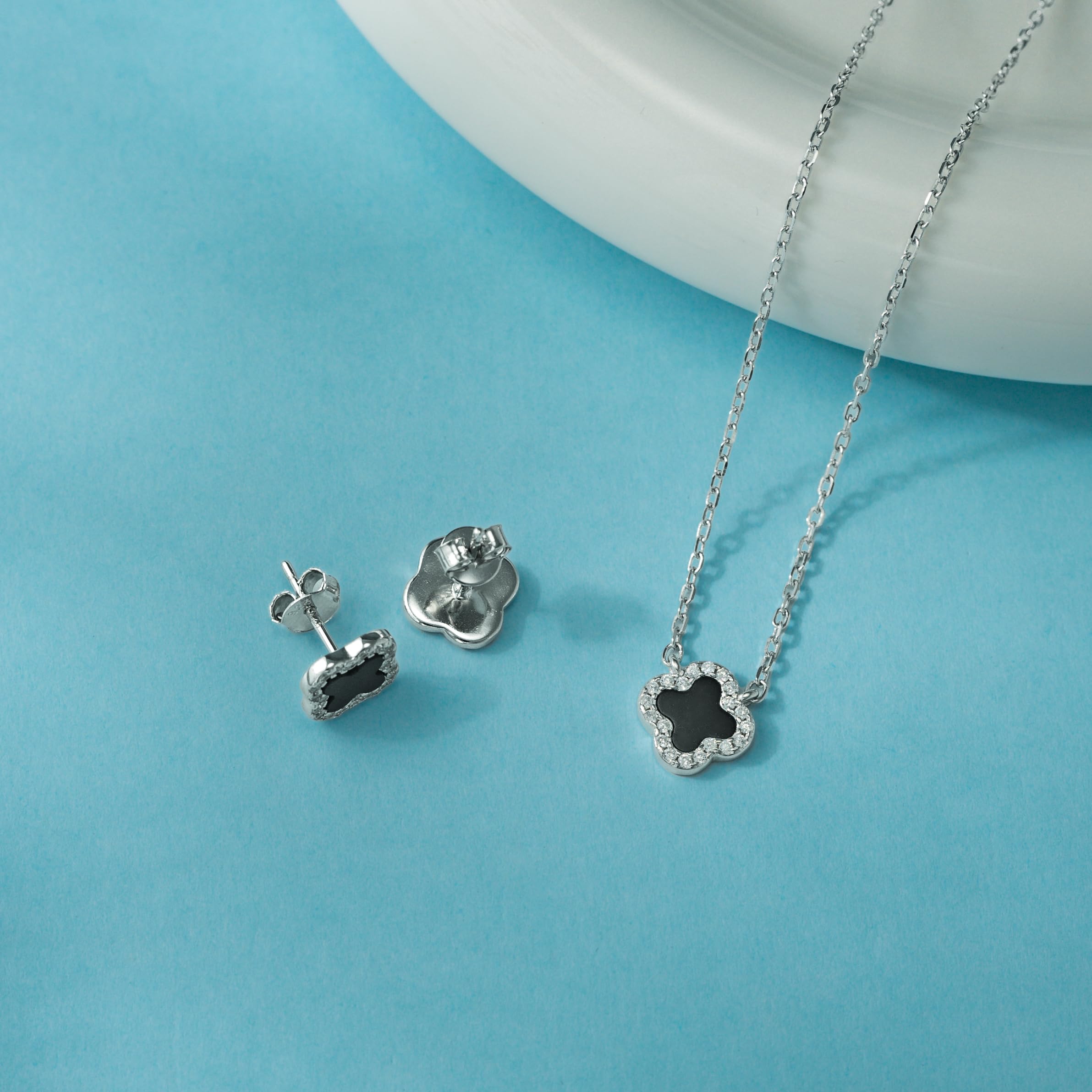925 Silber Ohrringe für Damen Hypoallergen Geschenk | 925 Silber Ohrringe,Hypoallergen,Rhodiniert,Geschenk für Damen,Kleeblatt,Muttertag,Valentinstag,Geburtstag