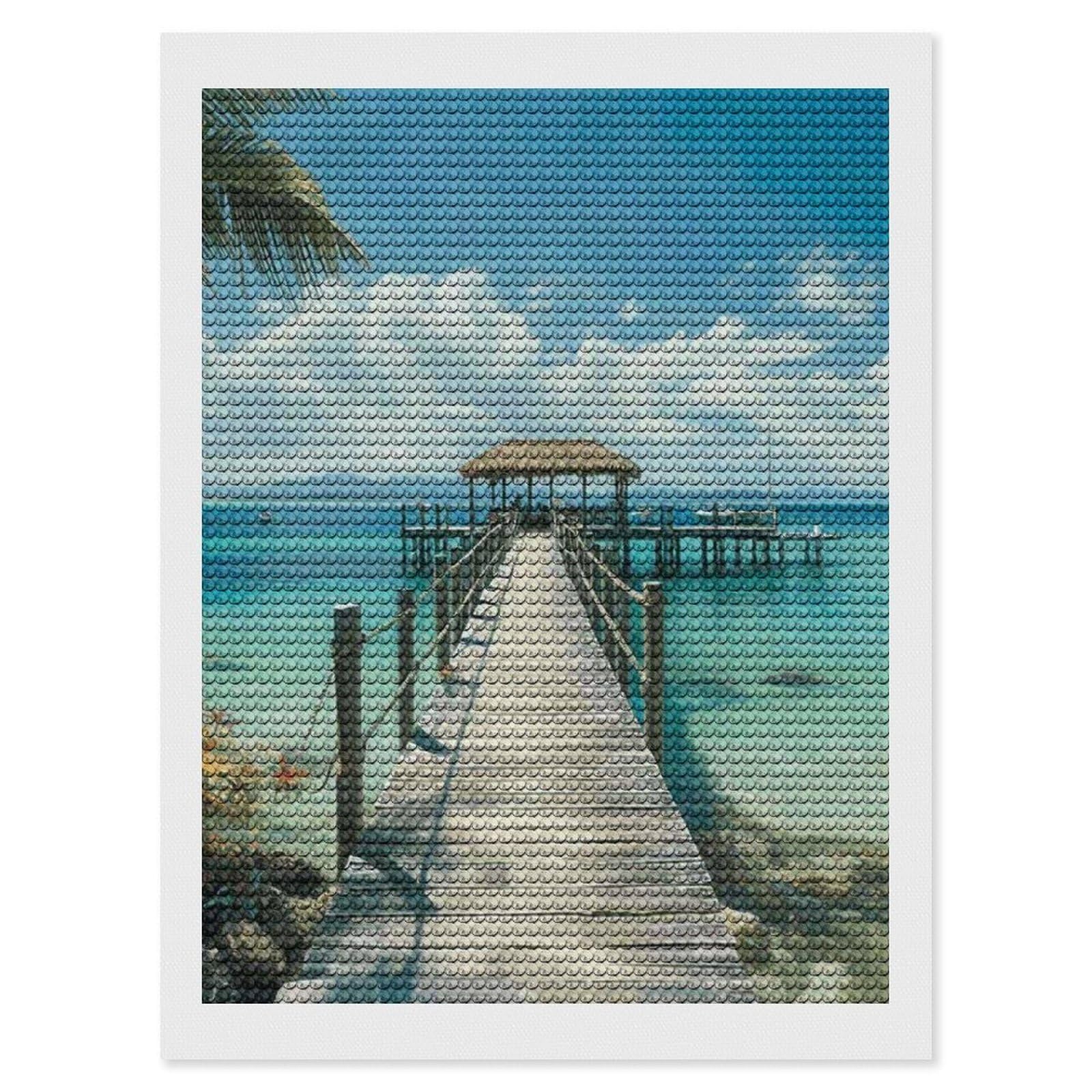 DWVTSLH Tropical Pier Diamond Painting Kits for Adults, Personalized Diamond Photo Art Full Drill, DIY 5D Diamond Art Painting Kits for Beginners, Home Wall Decor 12"x16"