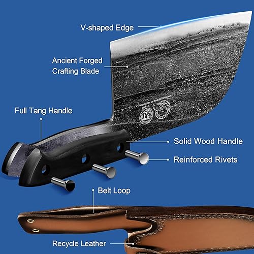 Miniatura 4 de XYJ Full Tang - Cuchillo de deshuesado serbio de 6 pulgadas, cuchillos antiguos de carnicero de 7.5 pulgadas, acero de alto carbono, cuchillo de