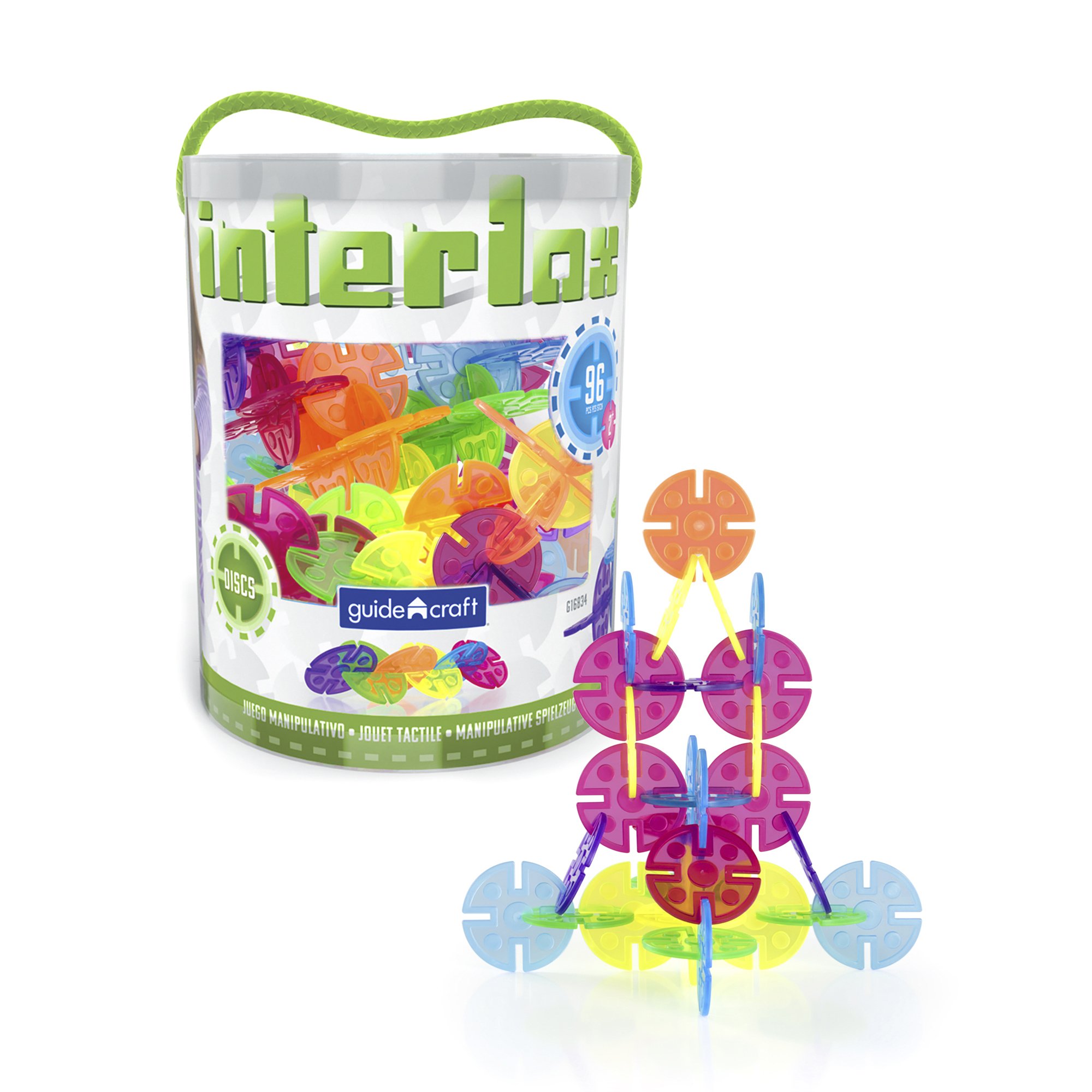 Interlox Discs - 96 Piece Set: Kids STEM Learning and Construction Toy, Creative and Educational Building Set for Toddlers