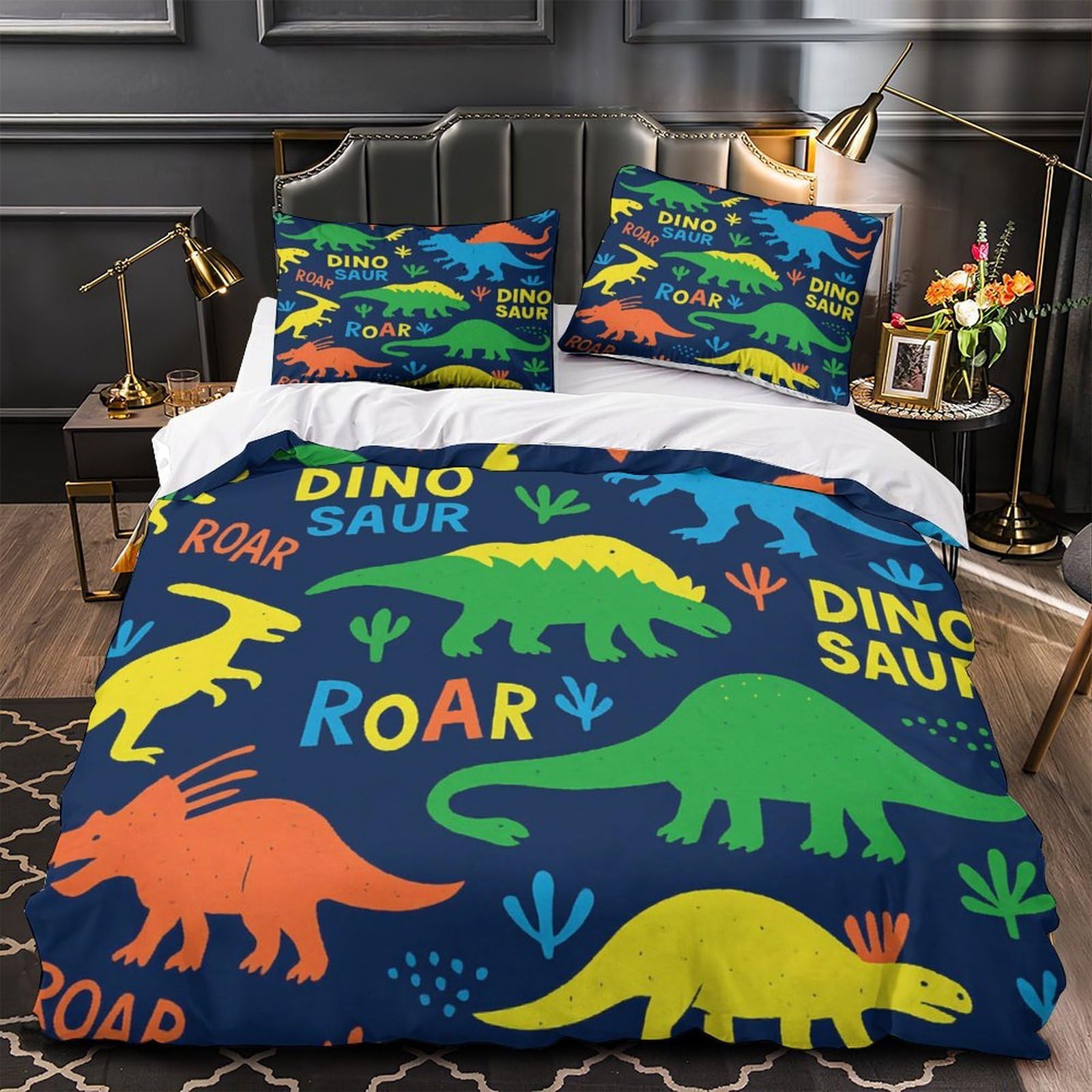Parure de lit dinosaure 3D housse de couette 260x220 super king hypoallergénique