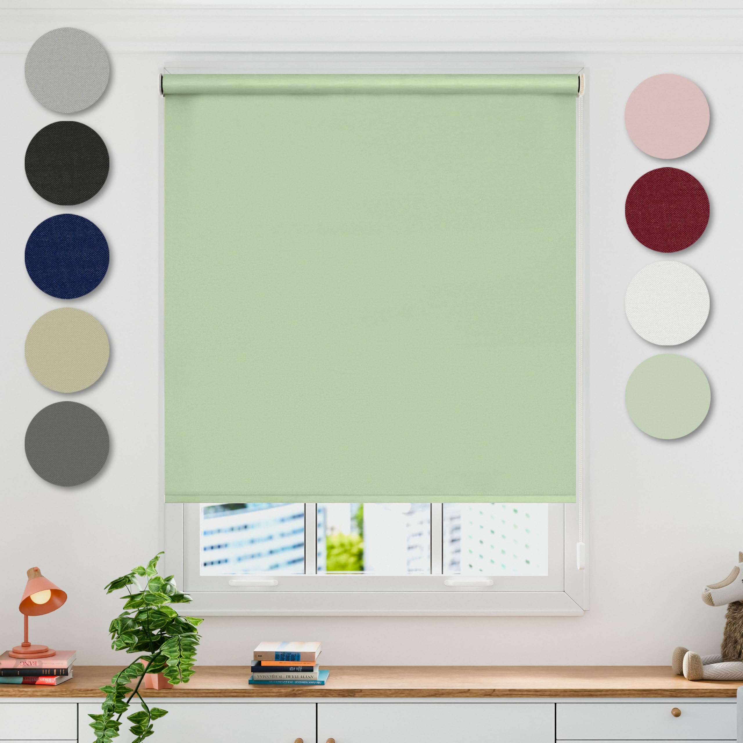 Emma Barclay  Green Blackout Roller Blind Thermal in Size 4'0, Sports Direct