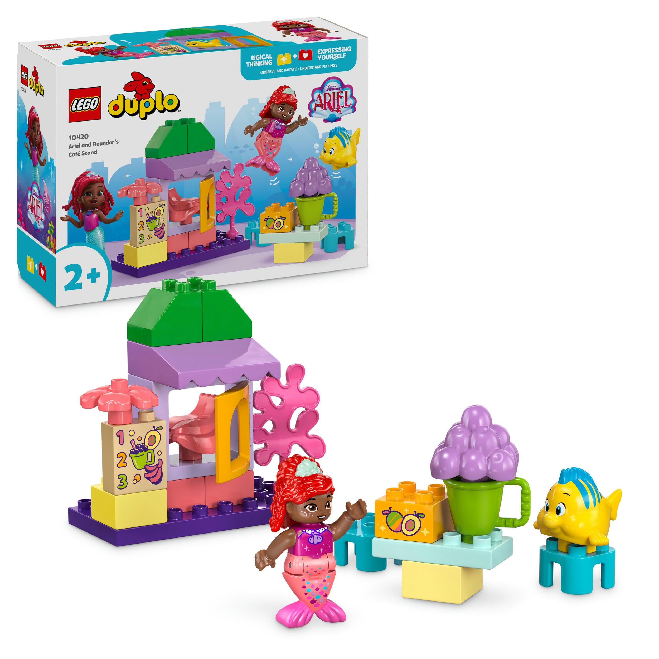LEGO Duplo | Disney Cafetería de Ariel y Flounder Juguete Educativo con Frutas y Verduras de La Sirenita para el Juego de rol, Regalo para Niñas y Niños de 2 Años o Más, Figuras de Personajes 10420