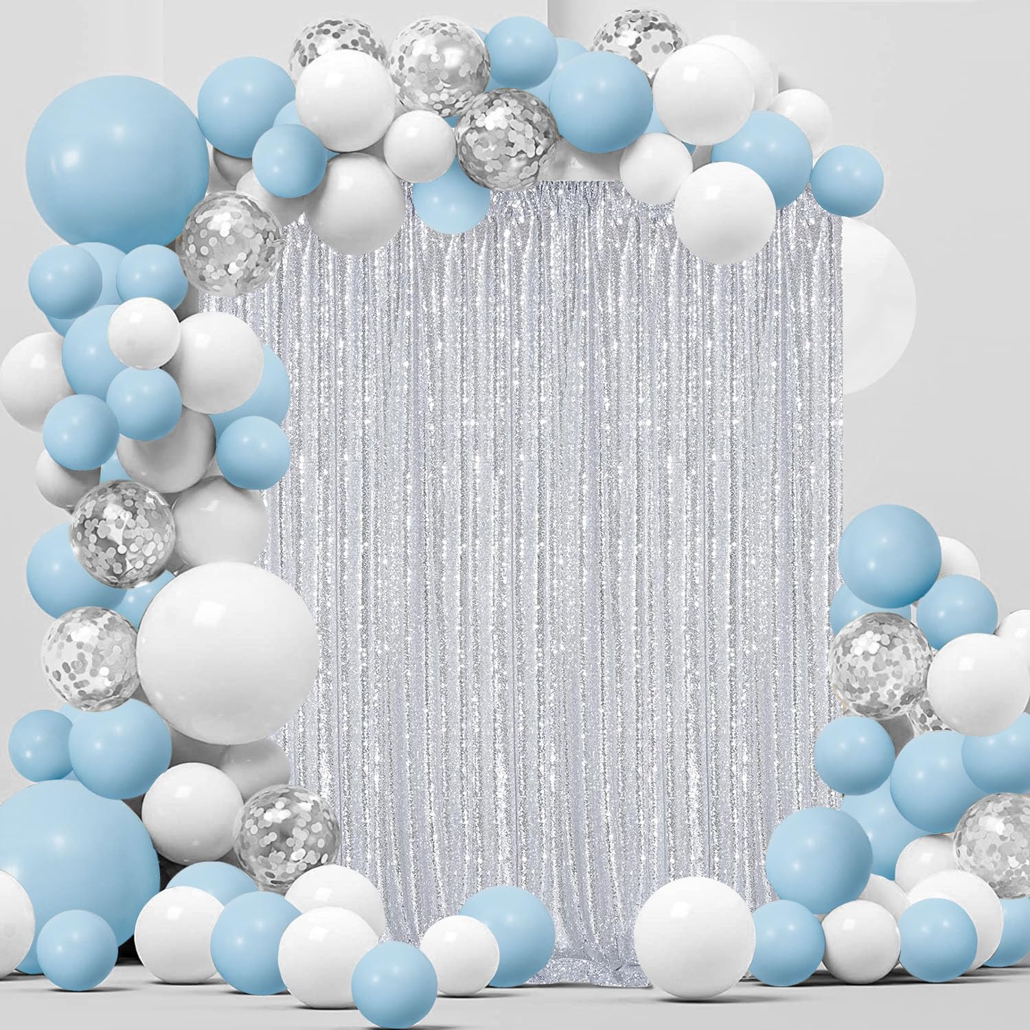 Silber Hintergrund Hochzeit Pailletten - 60 x 240 Cm Pailletten Stoff Hintergrund für Taufe Hochzeiten Geburtstag Schule Party Wohnkultur -4Stückf