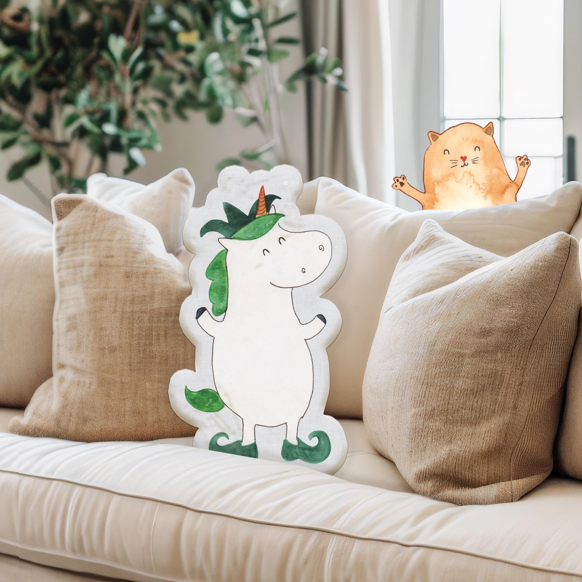 Mr. & Mrs. Panda Kissen In Tierform Einhorn Joker 45 cm - Geschenk, Gaukler, Kuscheltier, Stofftier, Dekokissen, Unicorn, Mittelalter, Tier, plüschfigur, Einhörner, Hofnarr, Plüschtier
