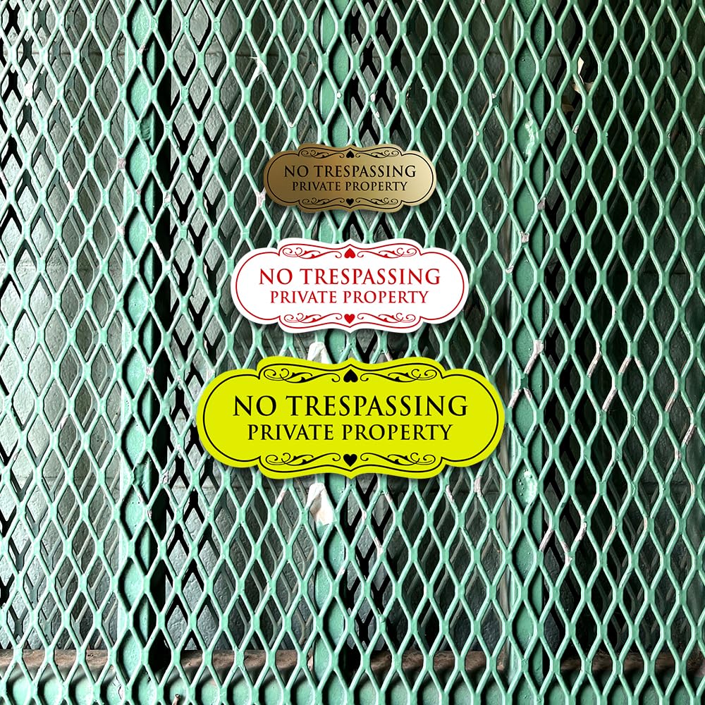 Signs ByLITA Lot de 10 panneaux muraux ou de porte « No Trespassing Private Property » | Matériau durable et installation facile | Panneau de sécurité pour propriété (noir/argent)