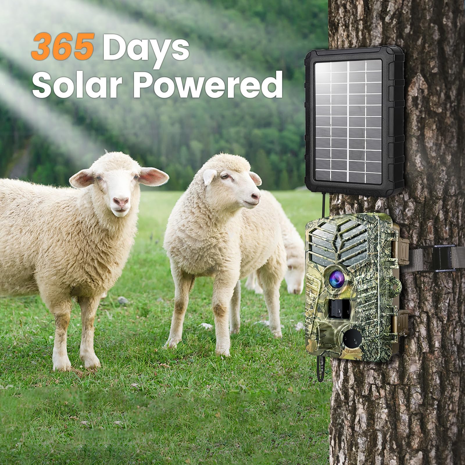 XTU Pannello Solare per Fototrappola, DC 6V-12V 1,5A con spina di alimentazione da 3,5 mm x 1,35 mm, Batteria Ricaricabile Integrata 2200 mAh IP66 Impermeabile, Accessori per Fototrappola
