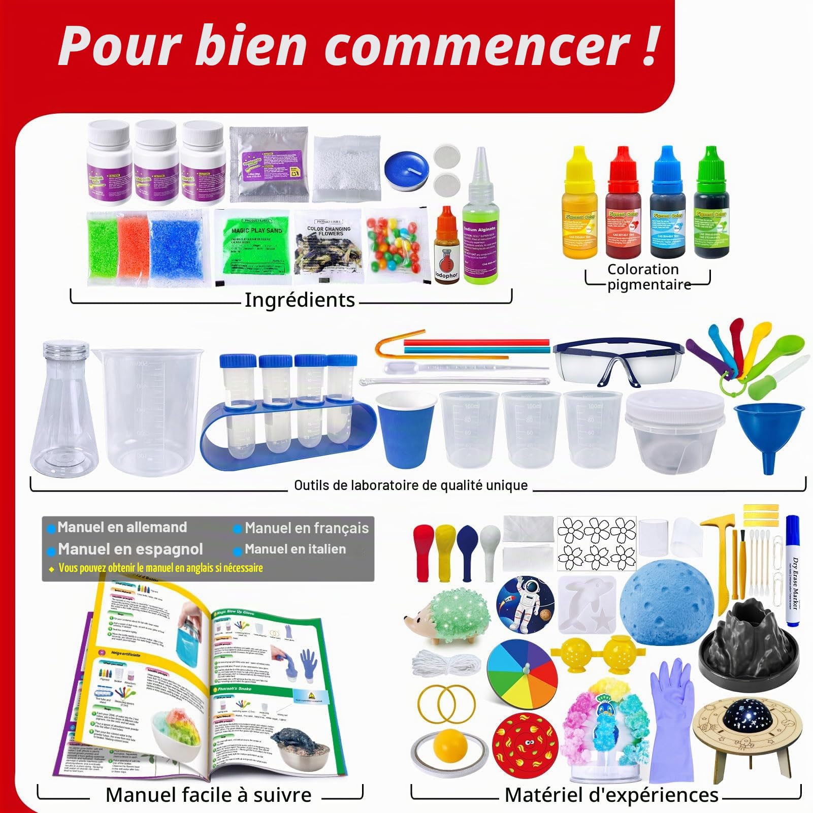 UNGLINGA Kit de 300 expériences chimiques pour enfants, activités menthe, jouets cadeaux