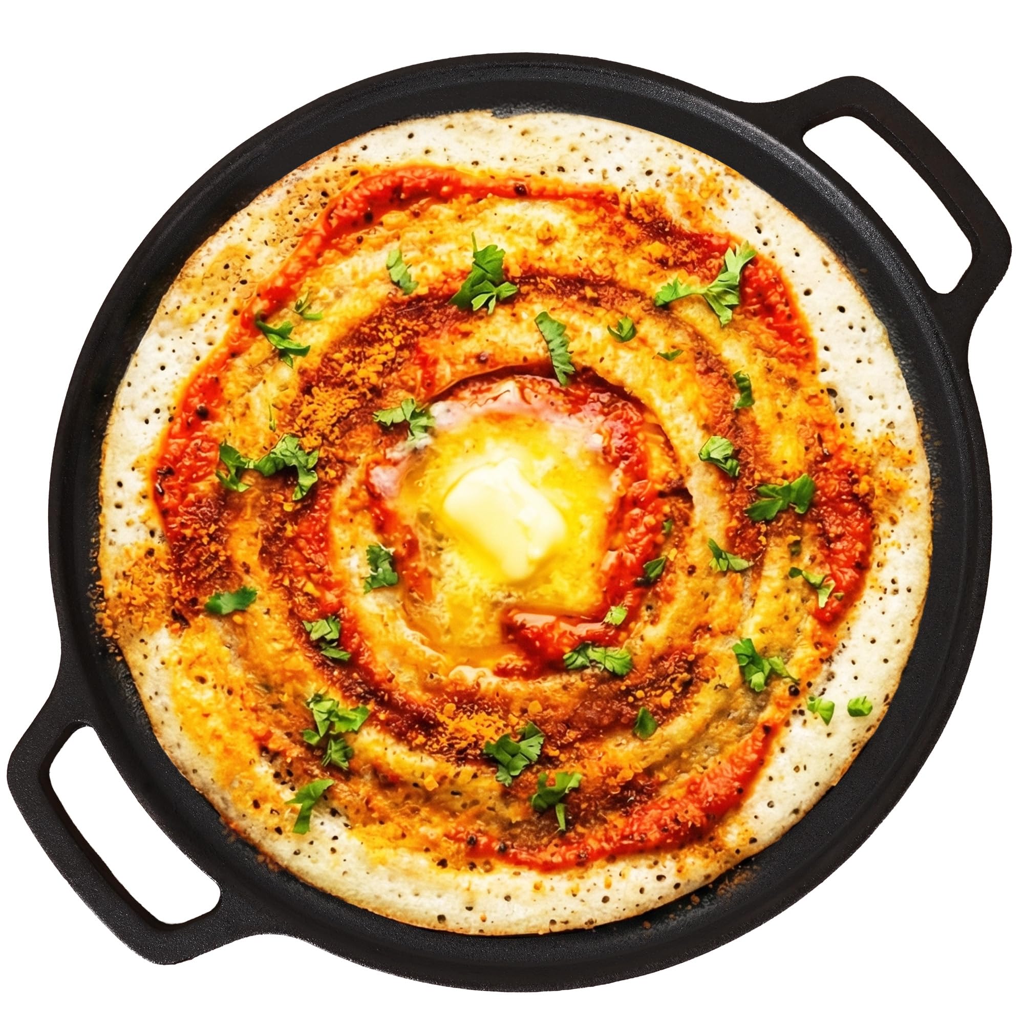 The Indus Valley Preseasoned Premium Cast Iron Tawa for Dosa/Roti | 30.1cm/11.9 inch| Induction Friendly | Nonstick, 100% Pure & Toxin-Free, No Chemical Coating