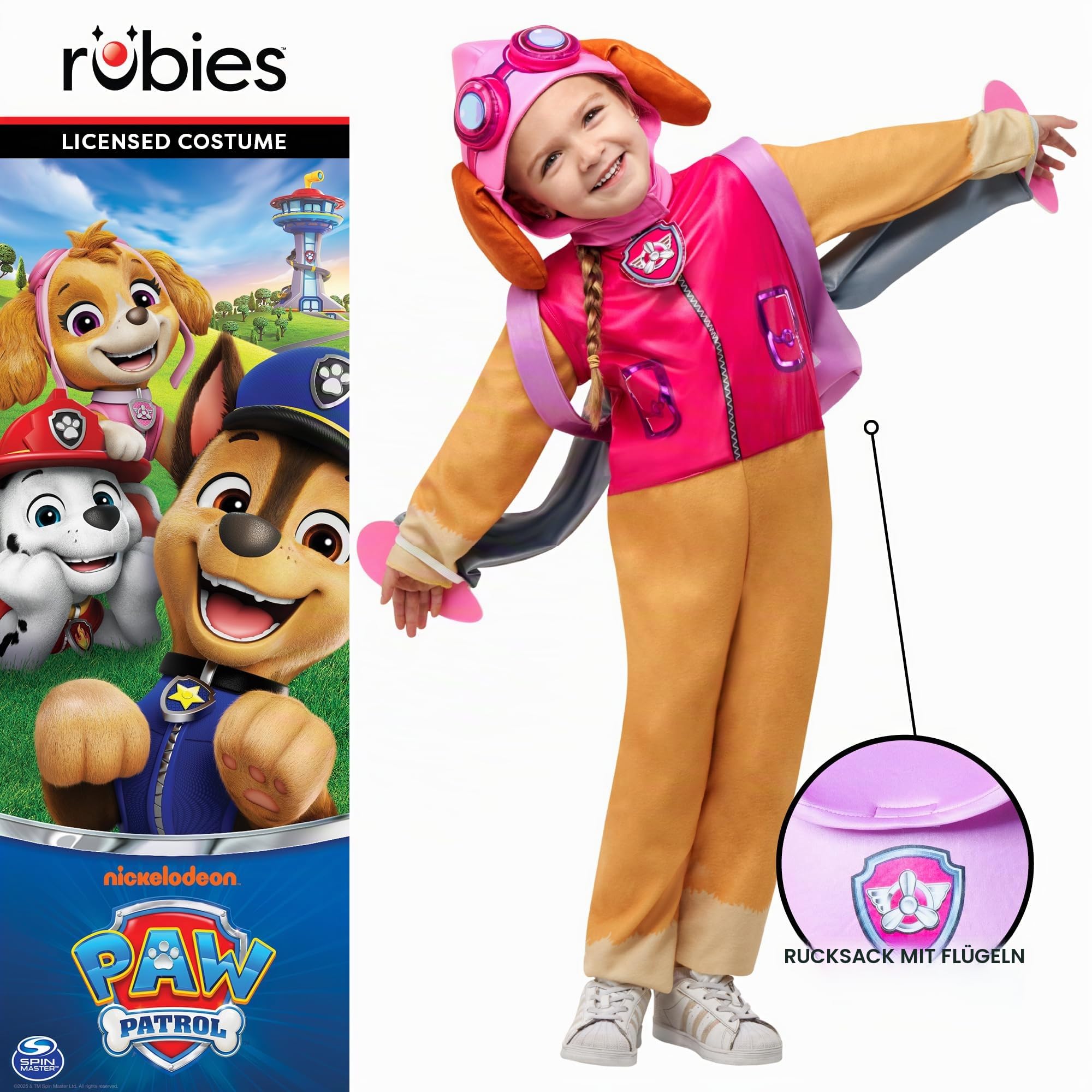 Rubies Offiziel Paw Patrol Deluxe Skye Kleinkindkostüm,Verkleidung für Kinder
