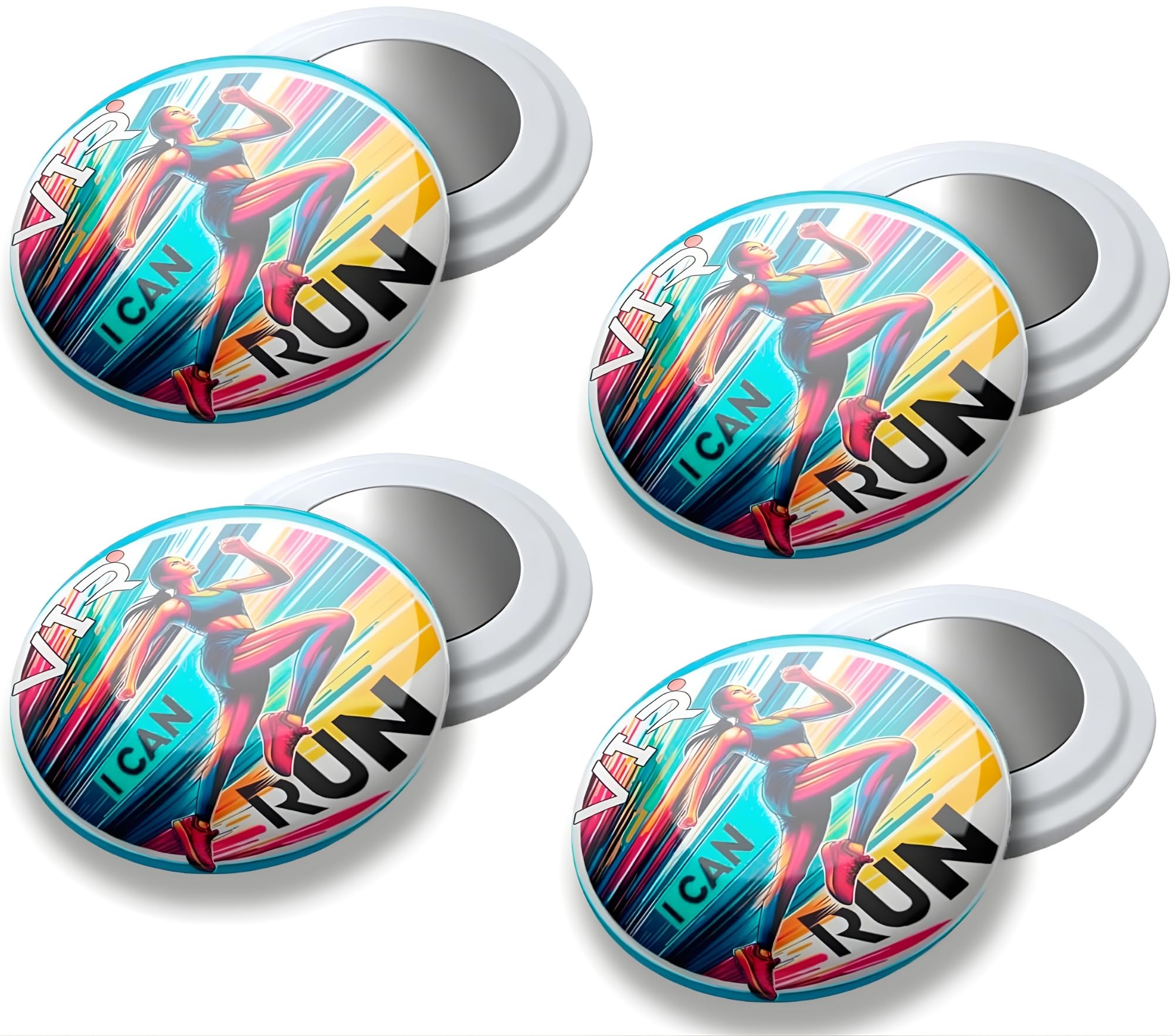 Porte-dossard Aimant Running - Pack 4 Aimants Dossards Triathlon, Fixation Haute Résistance, Porte Dossard Trail, Running Femme Accessoire avec Designs (I Can Run)