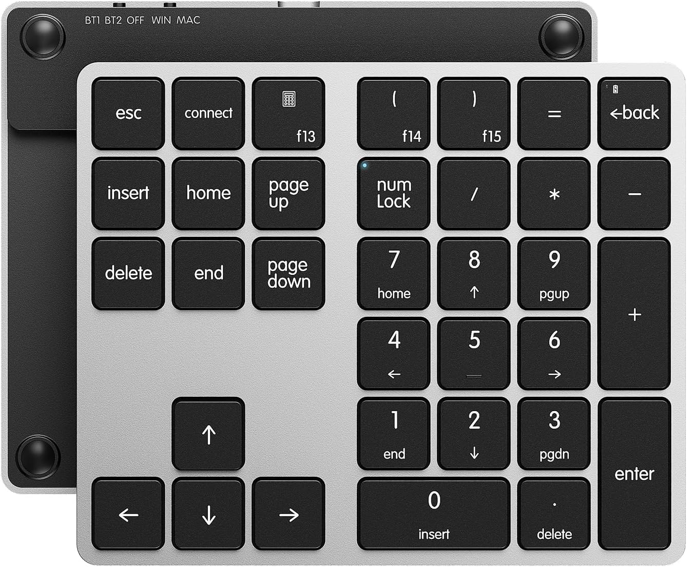 Bluetooth Number Pad for Laptop, Wireless Rechargeable Numeric Keypad 34 Keys External Numpad Portable 10 Key USB Keypad for Apple Mac iMac MacBook Pro/Air, Windows PC