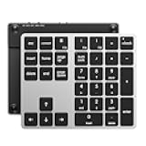 Bluetooth Number Pad for Laptop, Wireless Rechargeable Numeric Keypad 34 Keys External Numpad Portable 10 Key USB Keypad for Apple Mac iMac MacBook Pro/Air, Windows PC