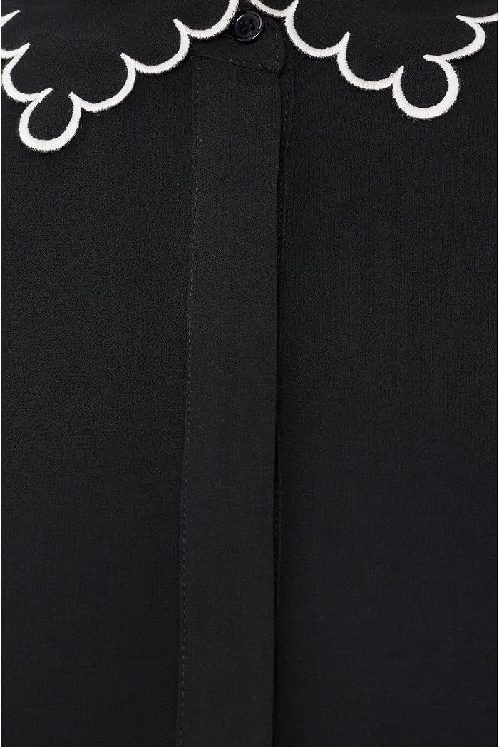 Женское платье CeCe Contrast Stitch Short Sleeve Scallop Mini, цвет: Чёрный — фото 3