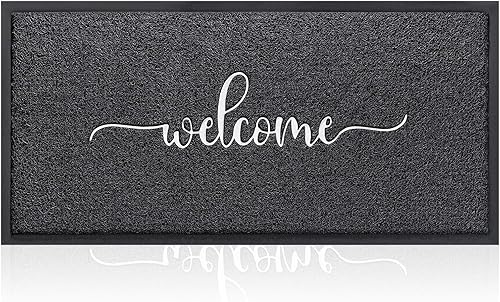 AAZZKANG Tapete de bienvenida grande de 48 x 18 pulgadas, antideslizante, para exteriores, ultra absorbe el barro, fácil de limpiar, tapete interior