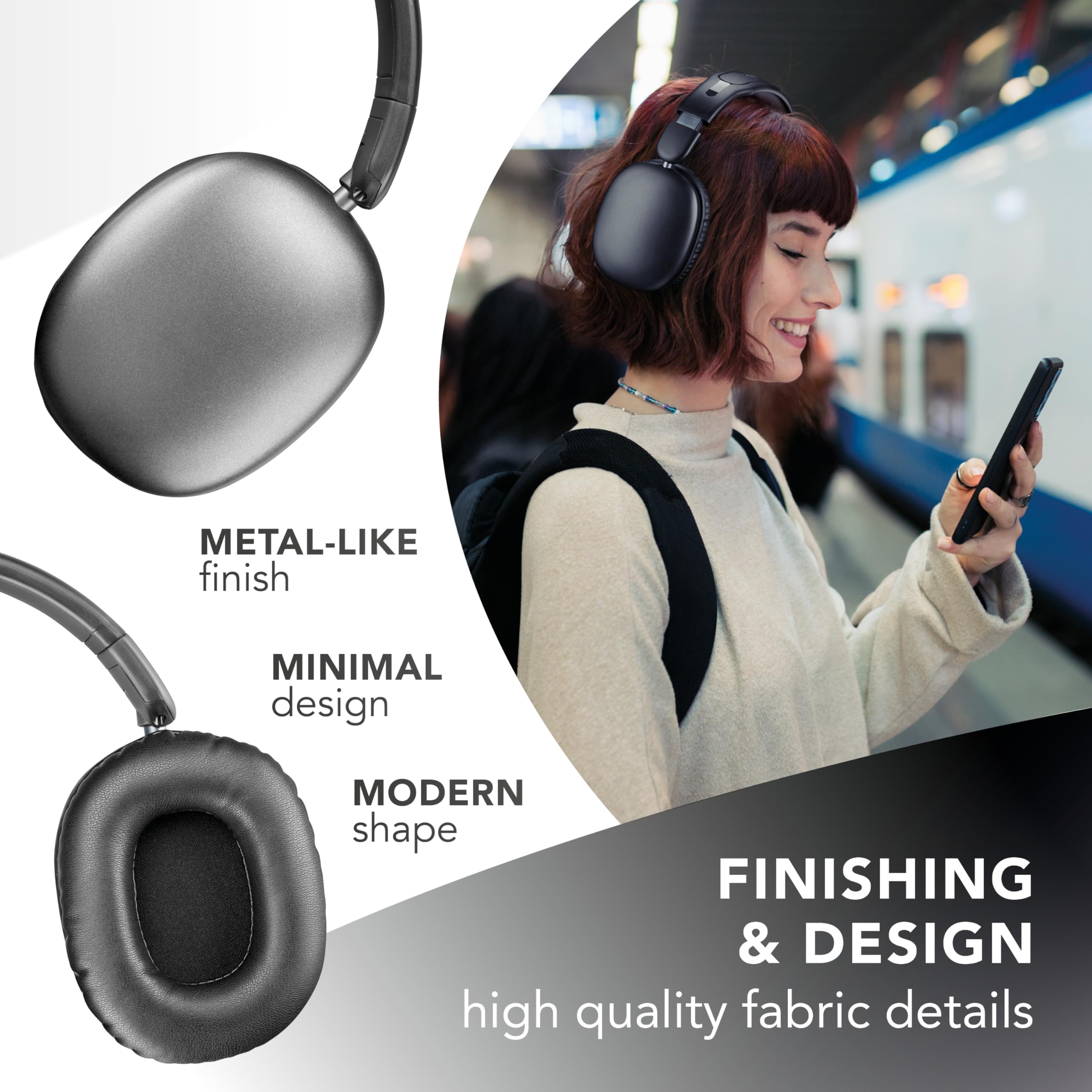 Music Sound Maxx3 Draadloze over-ear hoofdtelefoon, actieve ruisonderdrukking, meeslepend en kristalhelder geluid, tot 35 uur Playtime non-stop, compatibel met alle apparaten, USB-C-opladen, wit