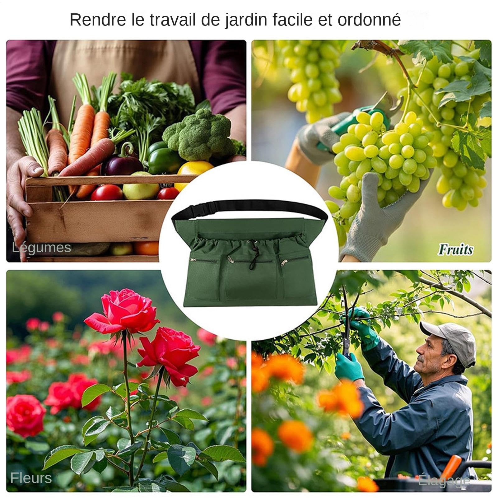 Grembiule da raccolta Con Tasche E Con Coulisse | Grembiule Da Giardiniere Borsa Per La Raccolta Per Adulti Giardinieri Anziani Agricoltori Esterno Cortile Frutteto Serra