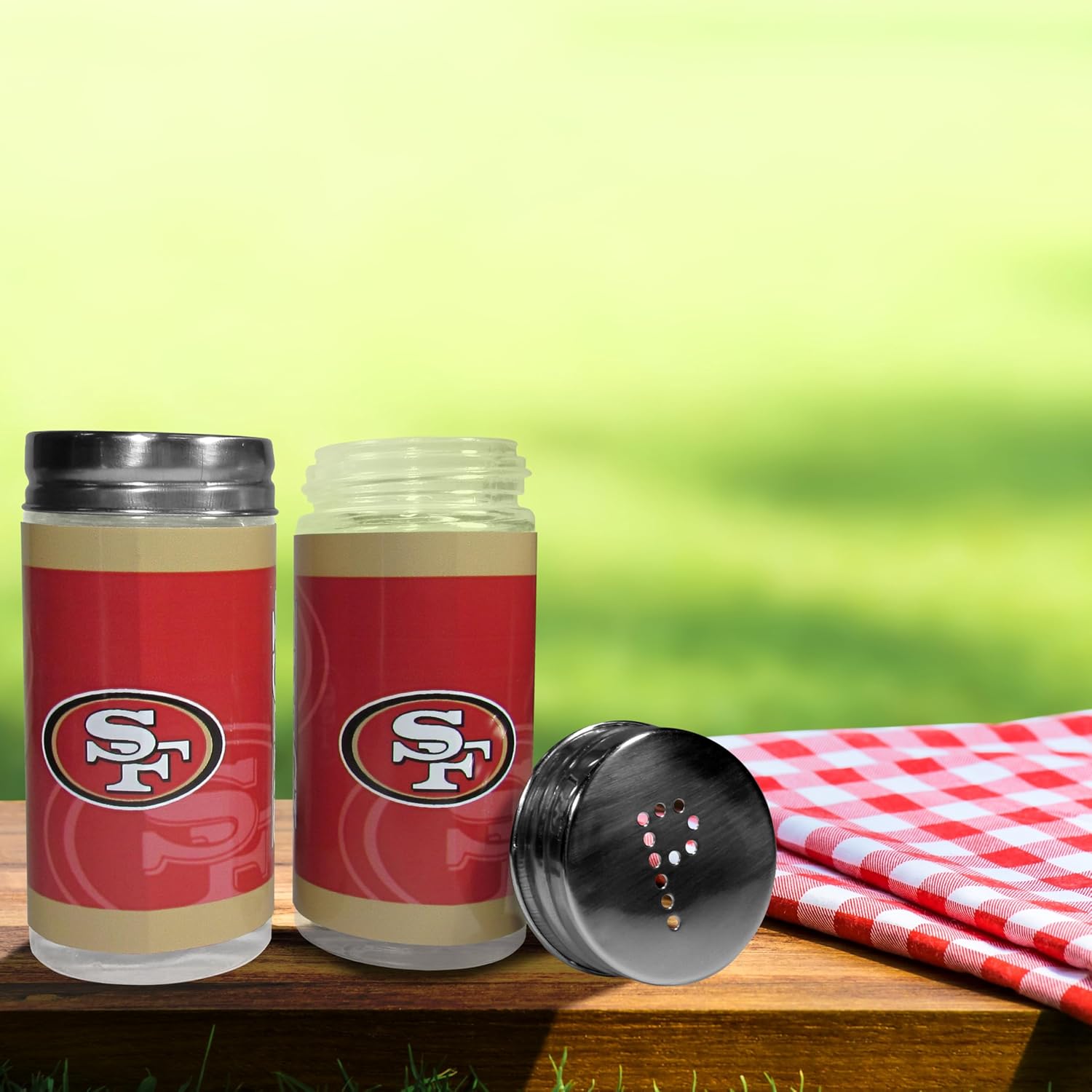 Siskiyou NFL San Francisco 49ers 3 pc Steel Logo BBQ Tools w/Shakers, One Size, Team Colors