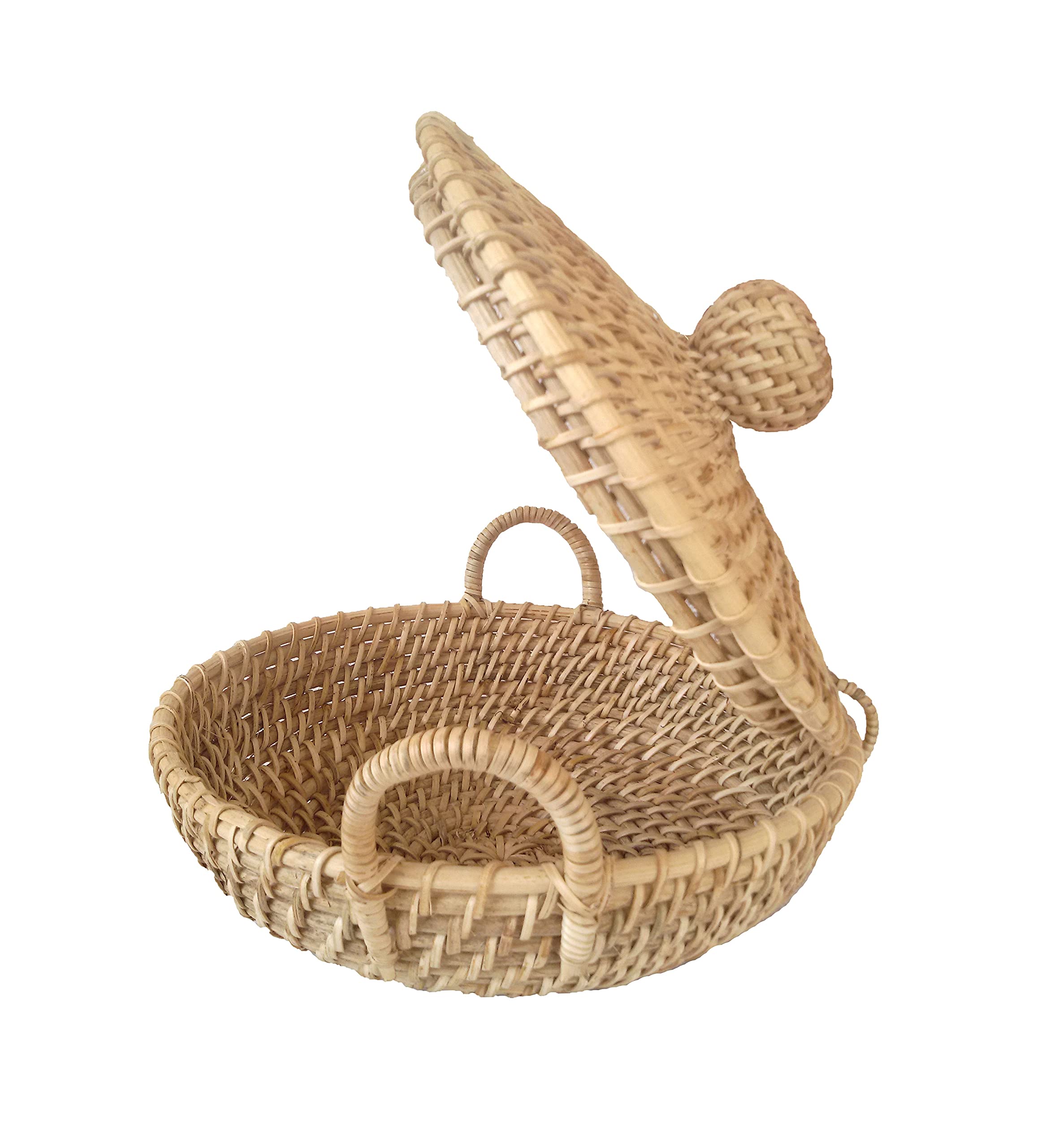 Das Departmental Store Cane or Rattan Organic Dry Fruit Basket for Kitchen/Dinning/Tea Table (Kodai with Lid)