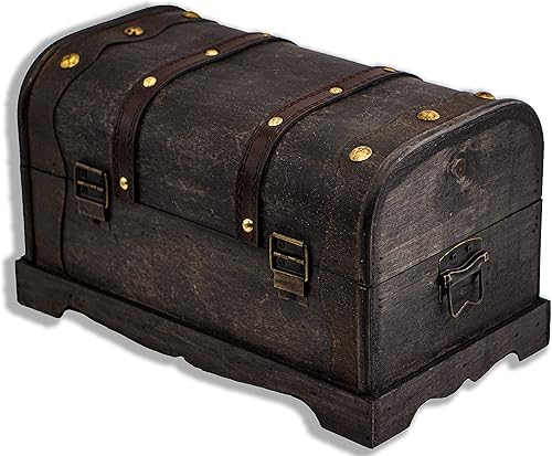 Miniatura 3 de Brynnberg - Caja de almacenamiento de cofre del tesoro pirata - Columbus 12 2 x 7 1 x 7 1 pulgada - Cofre del tesoro de madera duradera con